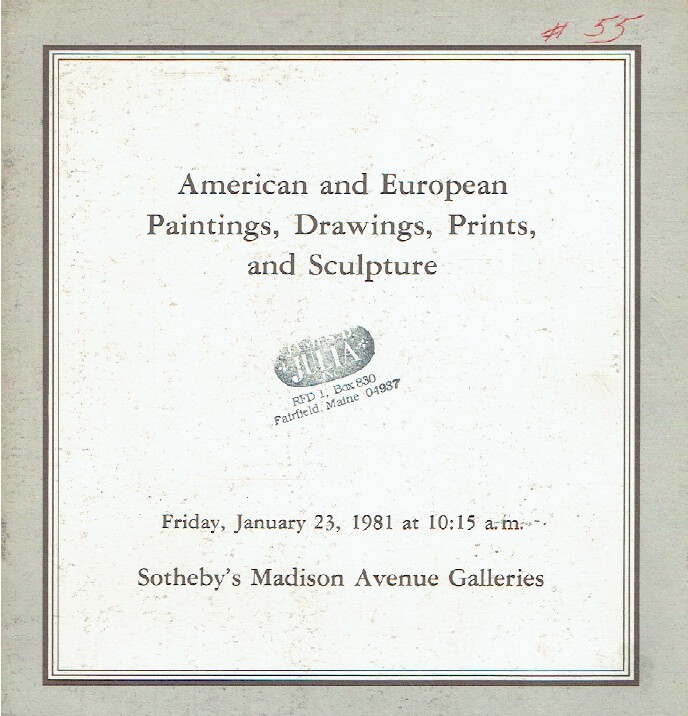 Sothebys January 1981 American & European Paintings, Drawings, Prints and Sculpt