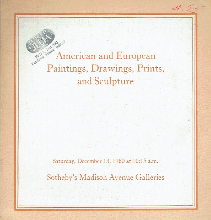 Sothebys December 1980 American & European Paintings, Drawings, Prints and Sculp