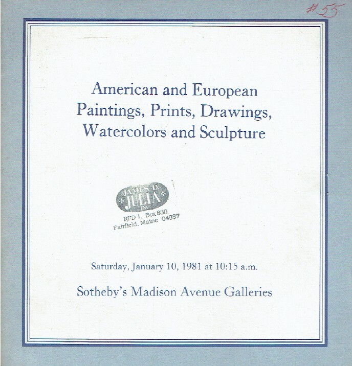 Sothebys January 1981 American & European Paintings, Drawings, Prints and Sculpt