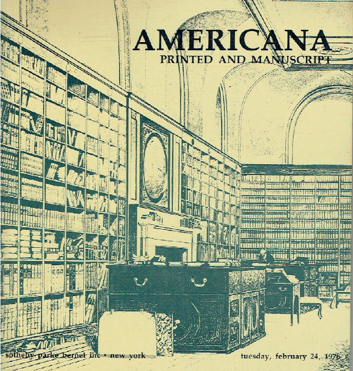 Sothebys February 1976 Americana Printed & Manuscript