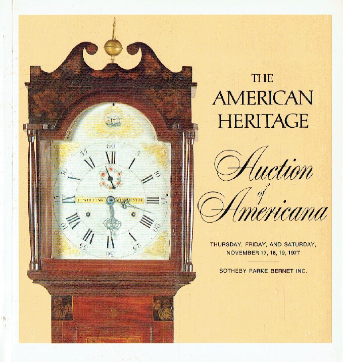 Sothebys November 1977 The American Heritage, Americana