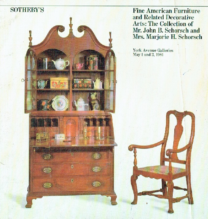 Sothebys May 1981 Fine American Furniture & Related Decorative Coll. The Schorsc - Click Image to Close