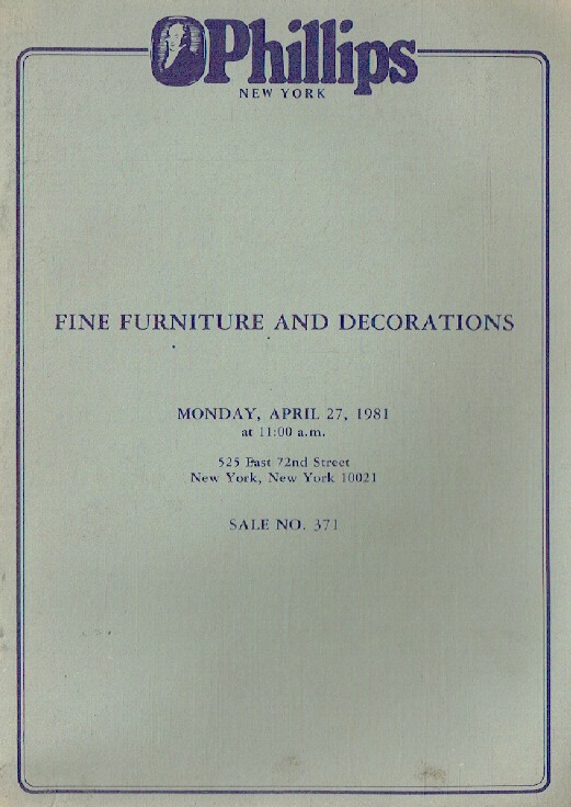 Phillips April 1981 Fine Furniture & Decorations