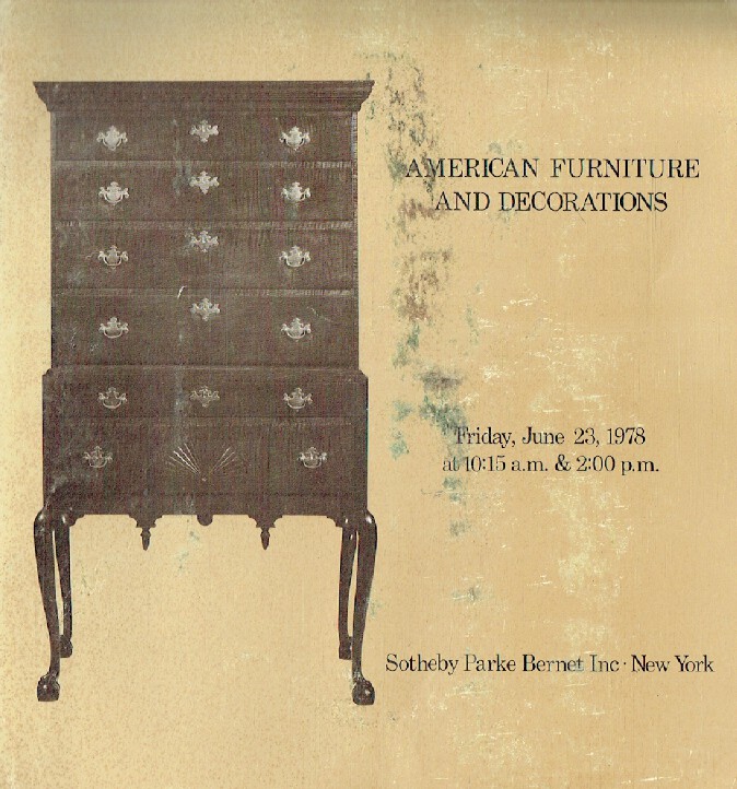 Sothebys June 1978 American Furniture & Decorations