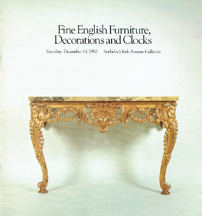Sothebys December 1980 Fine English Furniture, Decorations & Clocks