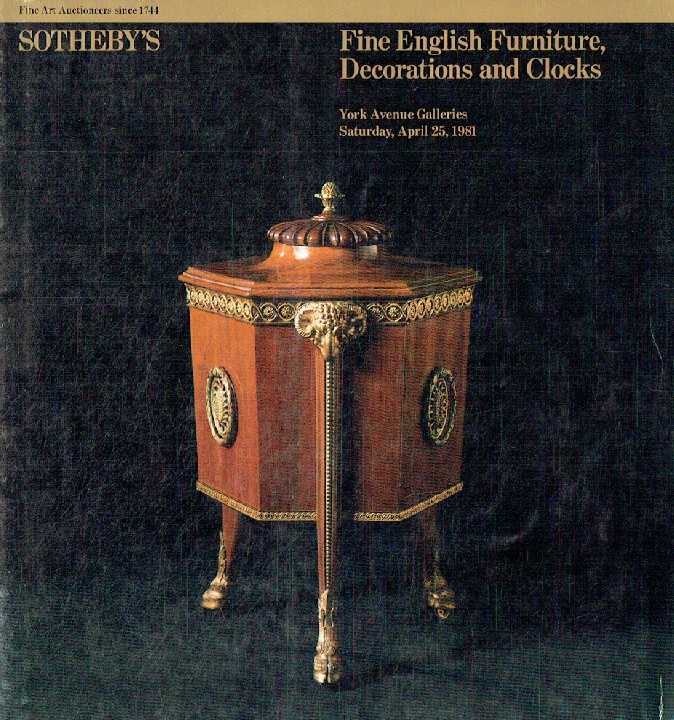 Sothebys April 1981 Fine English Furniture, Decorations & Clocks