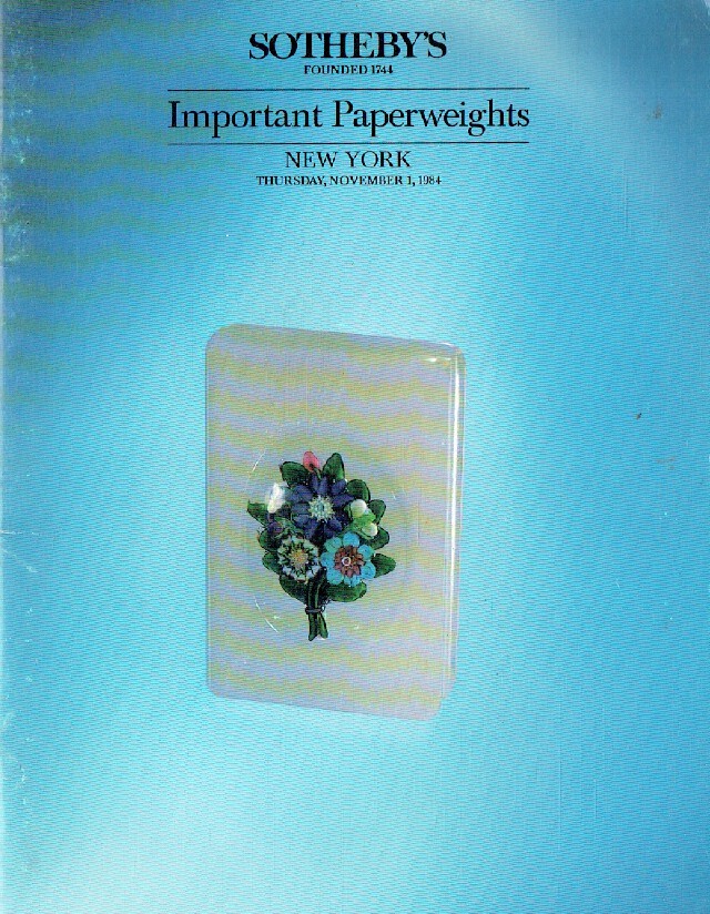 Sothebys November 1984 Important Paperweights