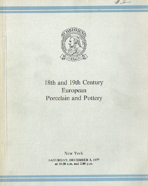 Christies December 1977 18th & 19th Century European Porcelain and Pottery