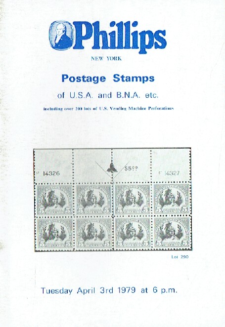 Phillips April 1979 Postage Stamps of U.S.A & B.N.A etc.