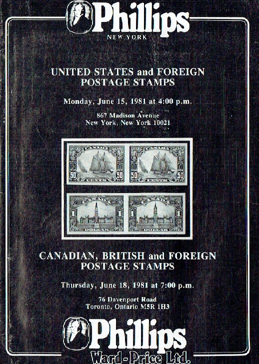 Phillips June 1981 U. S., Canadian, British & Foreign Postage Stamps