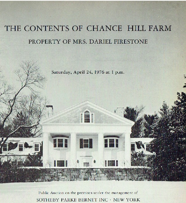 Sothebys April 1976 Hill Farm Property of Mrs. Dariel Firestone - Click Image to Close
