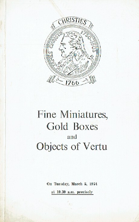 Christies March 1974 Fine Miniatures, Gold Boxes & Objects of Vertu