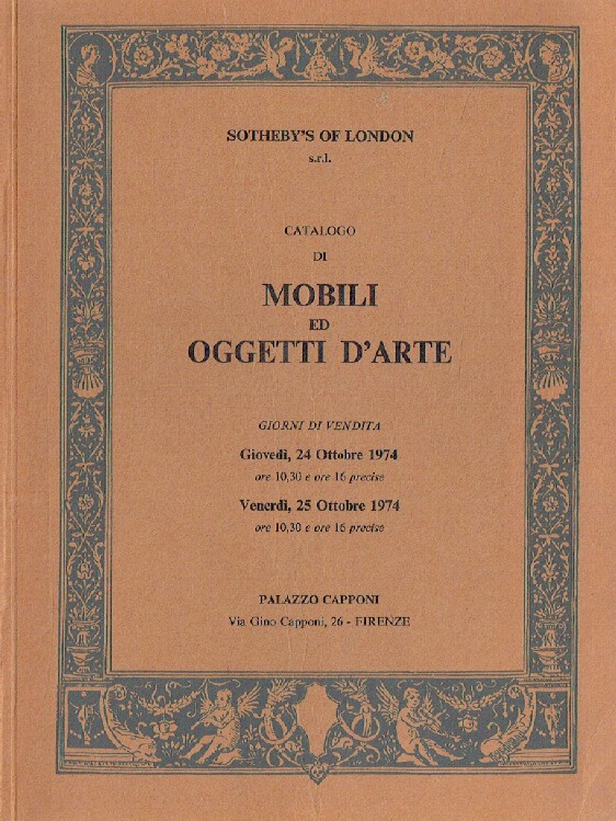 Sothebys October 1974 Furniture & Works of Art