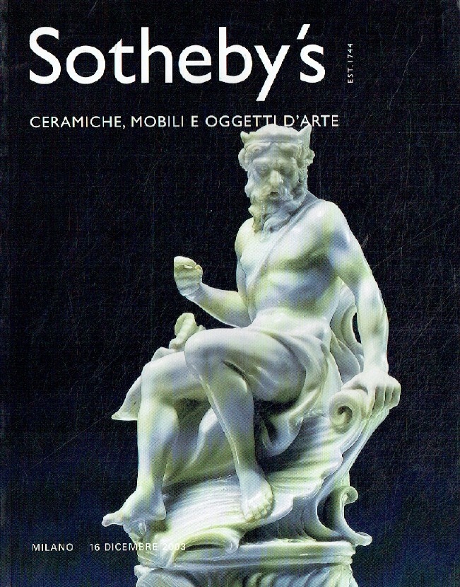 Sothebys December 2003 Ceramics, Furniture & Objects of Art