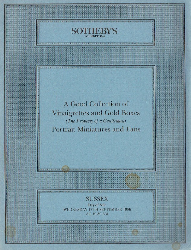 Sothebys September 1986 A Good Collection of Vinaigrettes and Gold Boxes Portrai