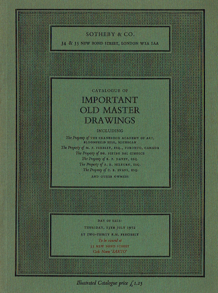 Sotheby & Co. July 1972 Important Old Master Drawings