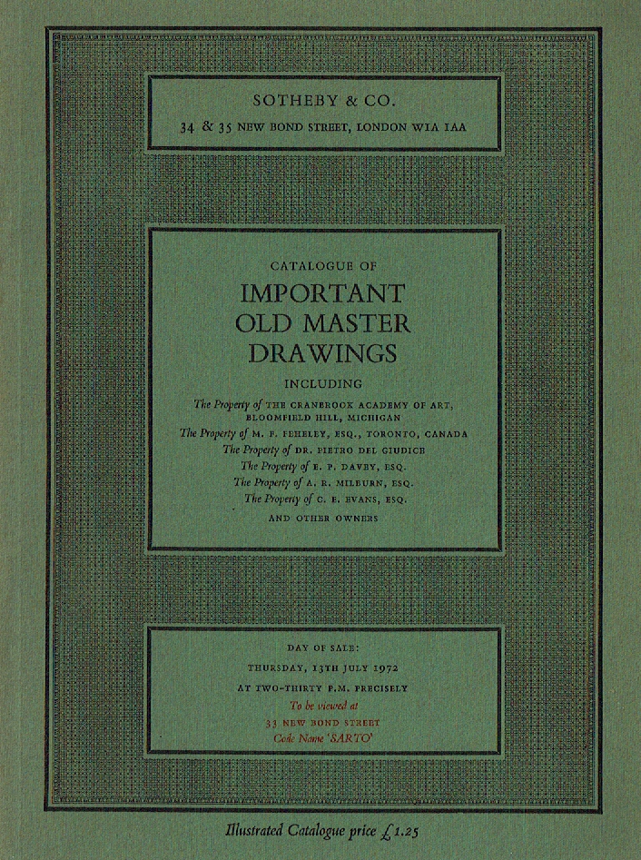Sotheby & Co. July 1972 Important Old Master Drawings