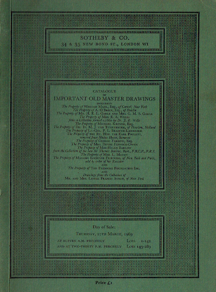 Sotheby & Co. March 1969 Important Old Master Drawings