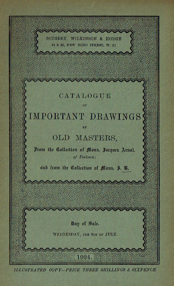 Sothebys, Wilkinson & Hodge July 1924 Important Drawings by Old Masters Collecti