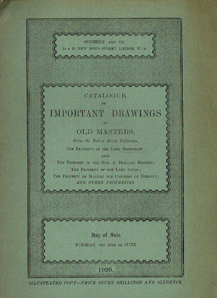 Sotheby & Co. June 1926 Important Drawings by Old Master