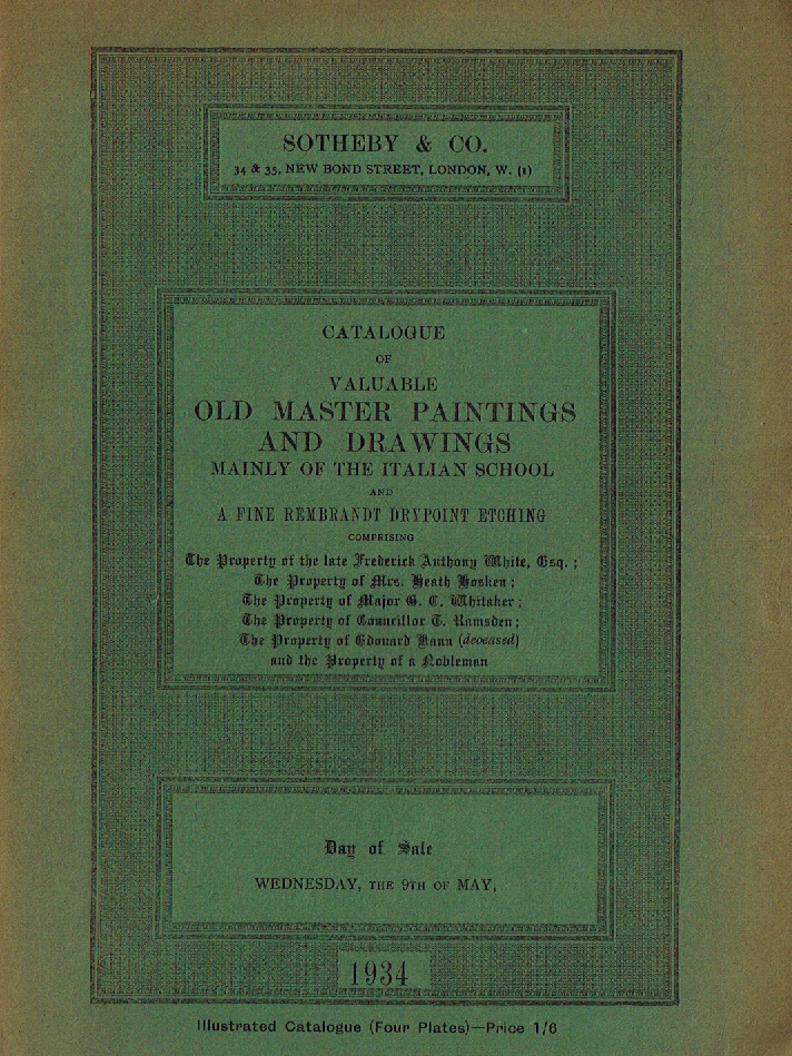Sotheby & Co. May 1934 Old Master Paintings & Drawings