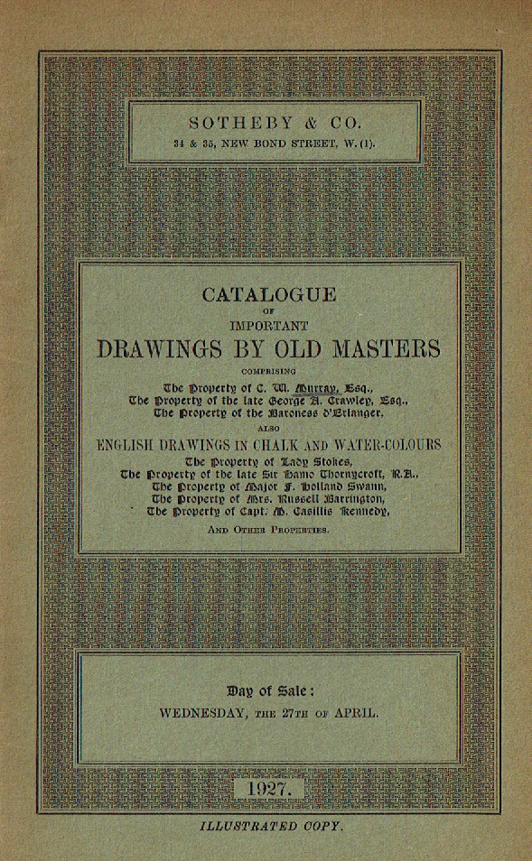 Sotheby & Co. April 1927 Important Drawings by Old Masters (Digital only)