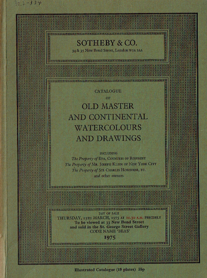 Sotheby & Co. March 1975 Old Master & Continental Watercolours and Drawings