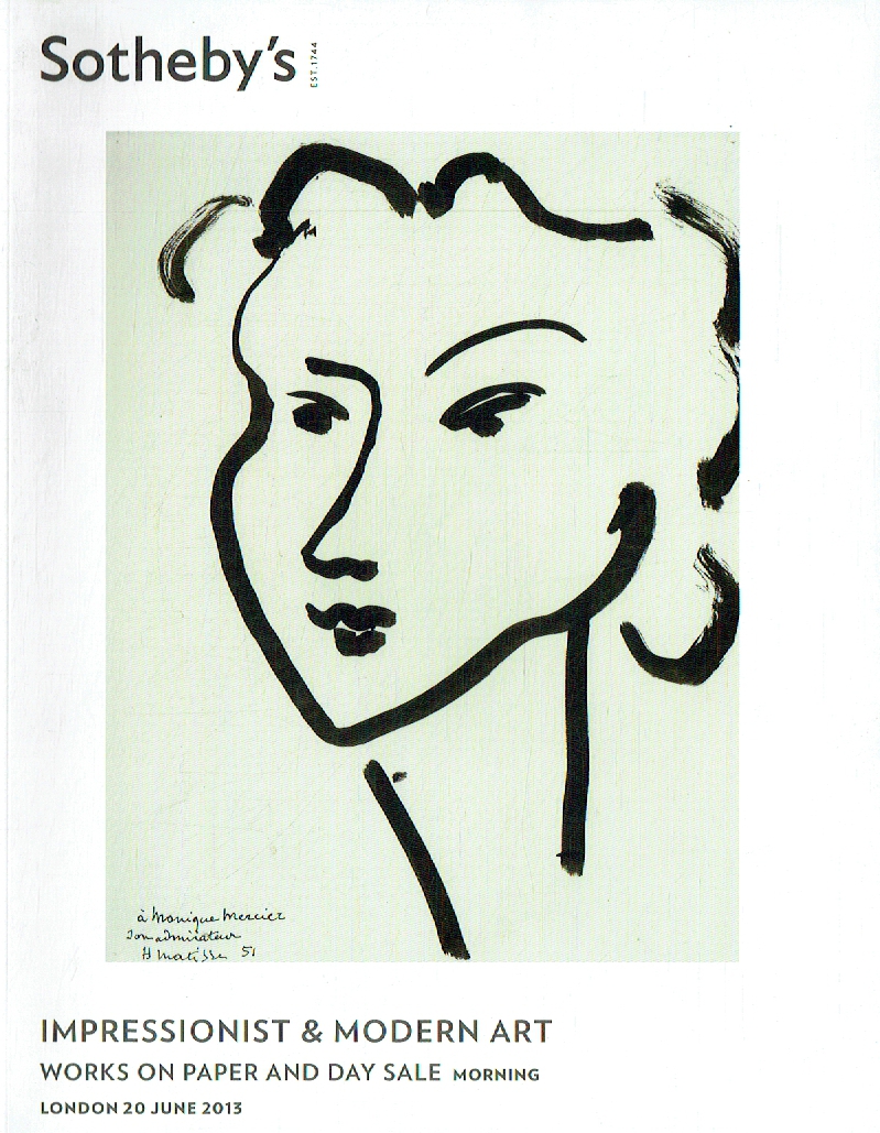 Sothebys June 2013 Impressionist & Modern Art Works on Paper and Day Sale Mornin