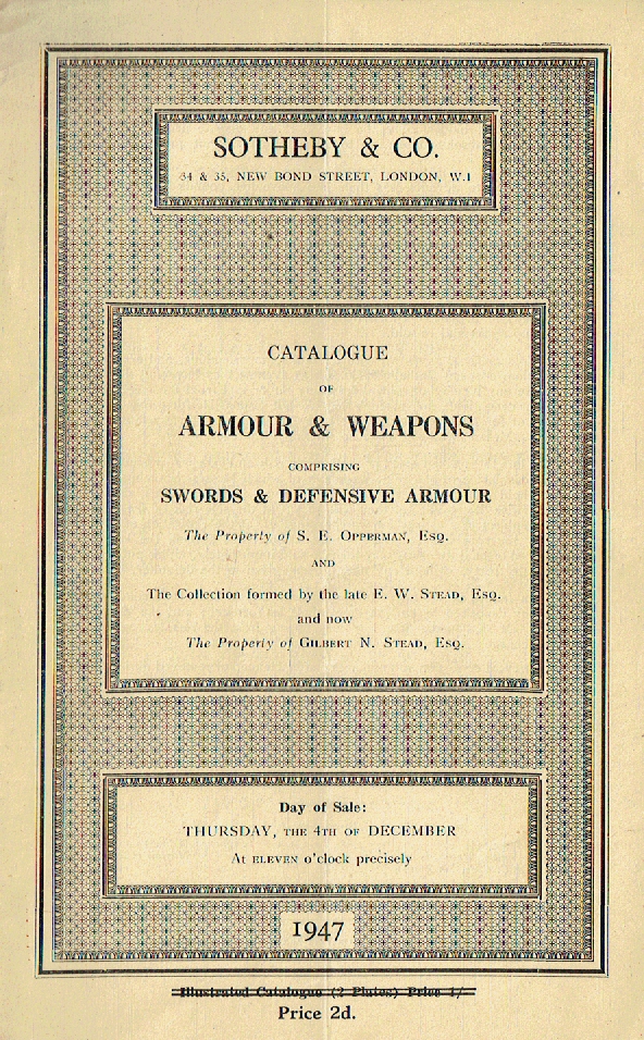 Sotheby & Co December 1947 Armour & Weapons