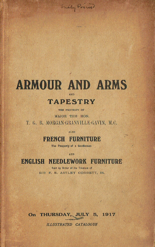 Christies July 1917 Armour & Arms and Tapestry, French Furniture - Click Image to Close