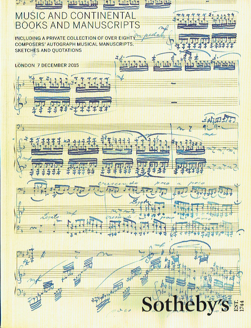 Sothebys December 2015 Music & Continental Books and Manuscripts