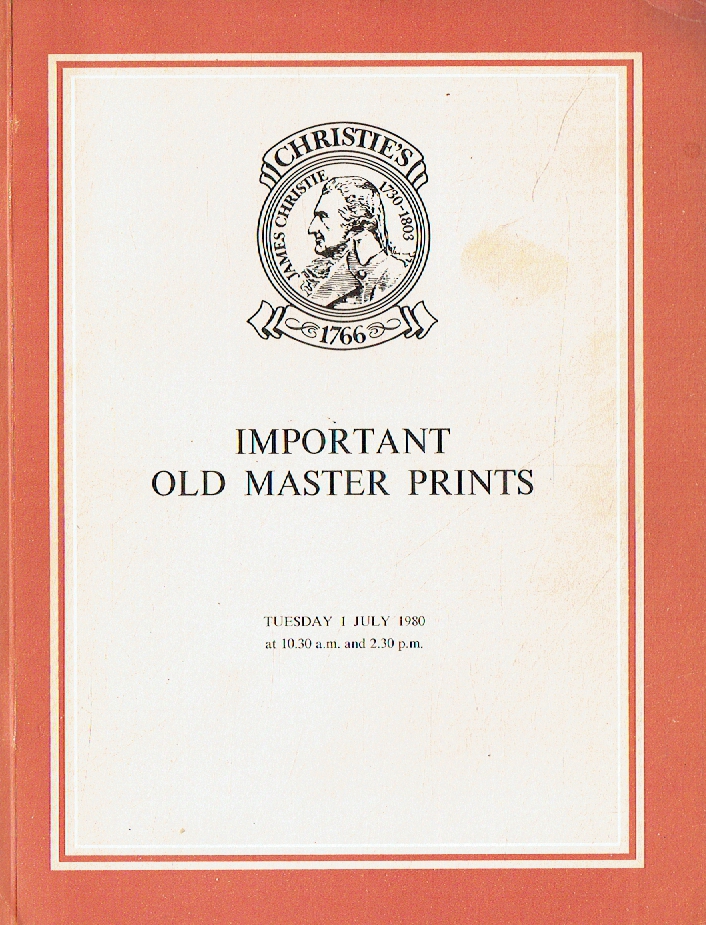 Christies July 1980 Important Old Master Prints