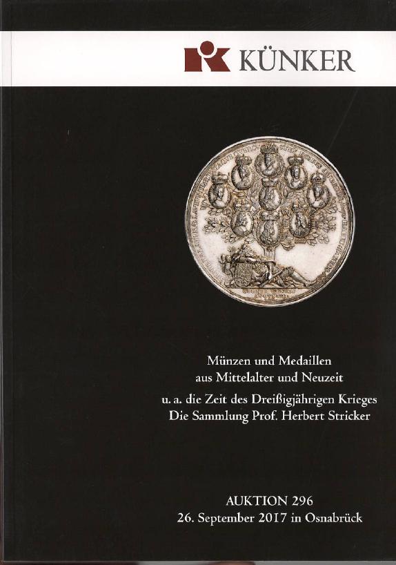 Kunker September 2017 Coins & Medals collection of prof. Herbert Stricker