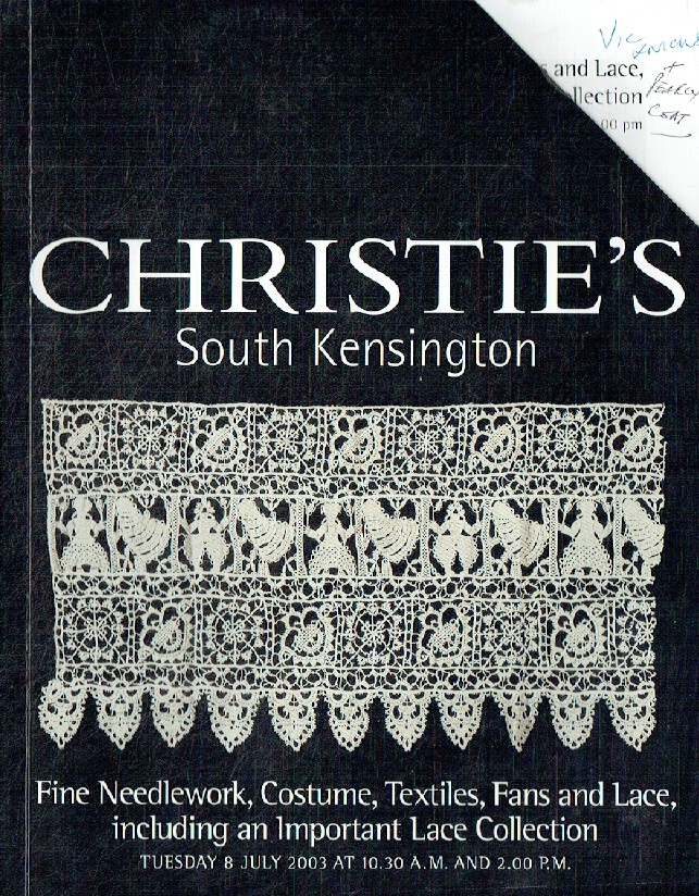 Christies July 2003 Fine Needlework, Costume, Textiles, Fans & Lace, Inc. Lace C