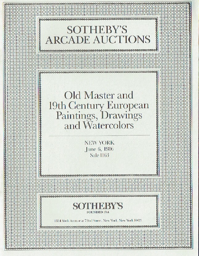 Sothebys July 1986 Old Master & 19th Century European Paintings, Drawings & Wate