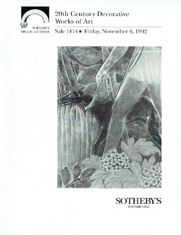 Sothebys November 1992 20th Century Decorative Works of Art