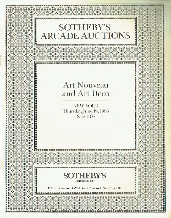 Sothebys June 1986 Art Nouveau & Art Deco