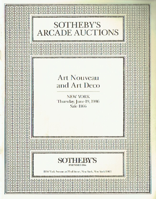 Sothebys June 1986 Art Nouveau & Art Deco (Digital only)