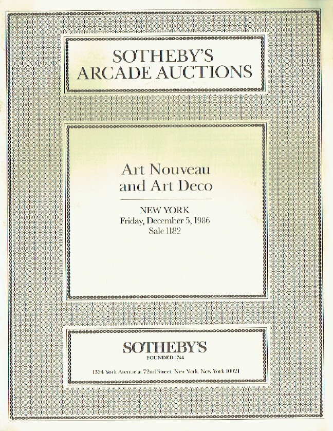 Sothebys December 1986 Art Nouveau & Art Deco