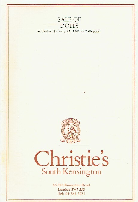 Christies January 1981 Sale of Dolls