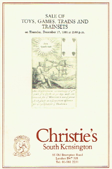 Christies December 1981 Sale of Toys, Games, Trains and Trainsets
