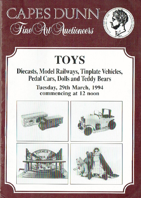 Capes Dunn March 1994 Toys - Diecasts, Railways, Pedal Cars & Teddy Bears - Click Image to Close