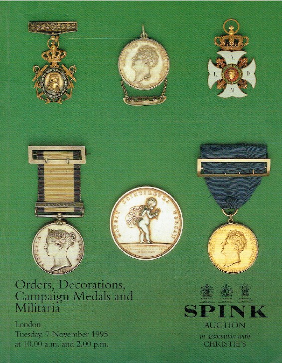 Spink November 1995 Orders, Decorations, Campaign Medals & Militaria - Click Image to Close