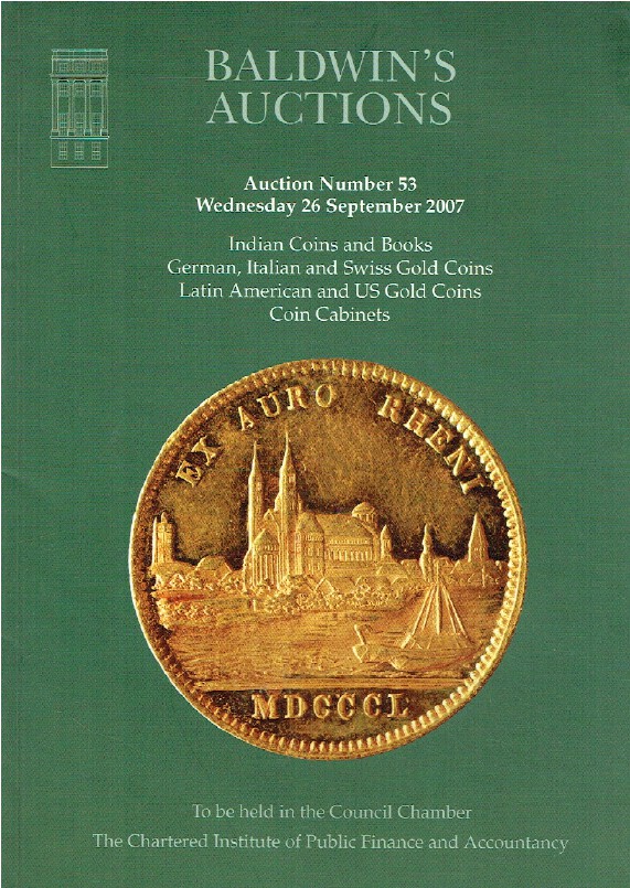 Baldwins September 2007 Indian Coins, German, Italian & Swiss Gold Coins - Click Image to Close