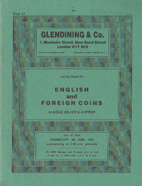 Glendinings June 1986 English & Foreign Coins