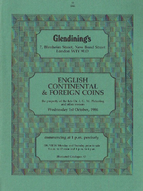 Glendinings October 1986 English Continental & Foreign Coins