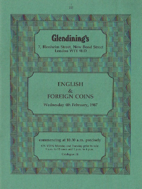 Glendinings February 1987 English & Foreign Coins