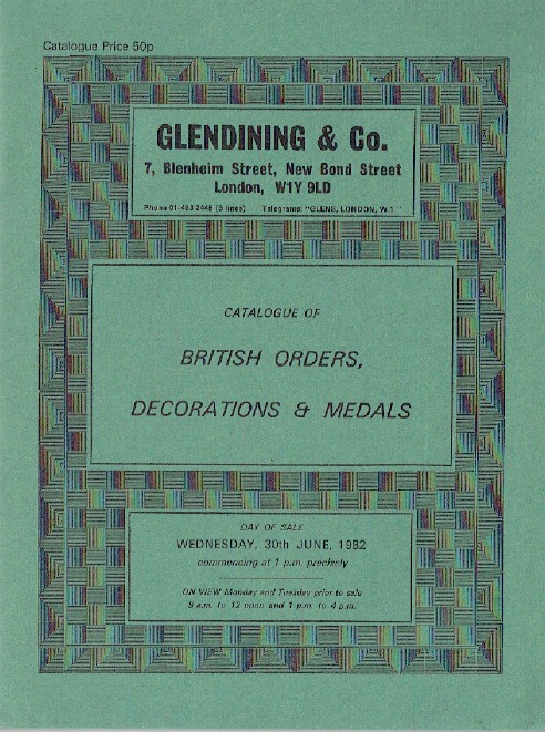 Glendinings June 1982 British Orders, Decorations & Medals