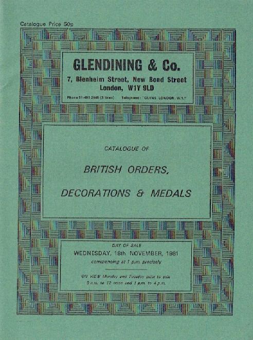 Glendinings November 1981 British Orders, Decorations & Medals