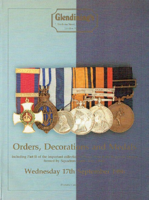Glendinings September 1986 Orders, Decorations & Medals - Click Image to Close